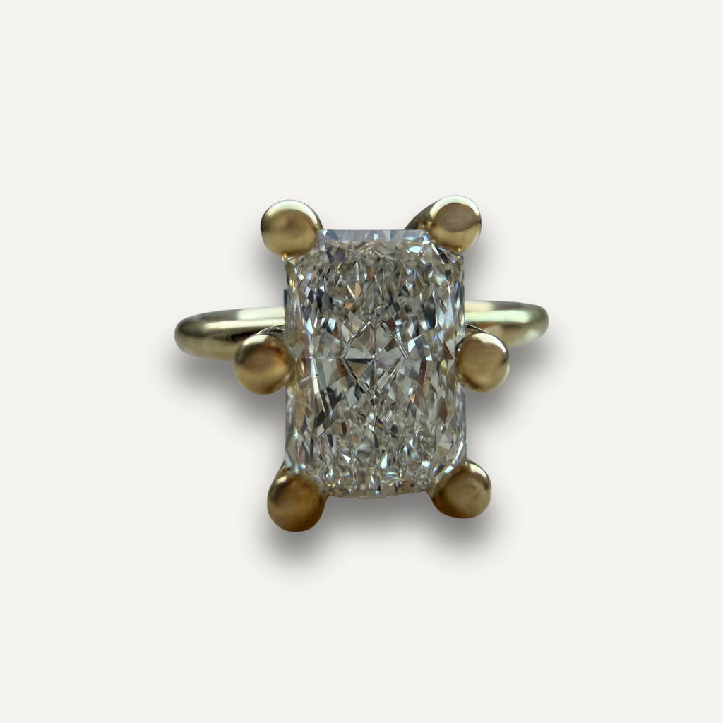 Geelgouden ring met radiant-cut labdiamant