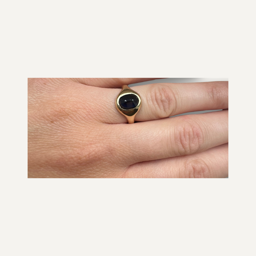 Geel gouden ovale saffierring