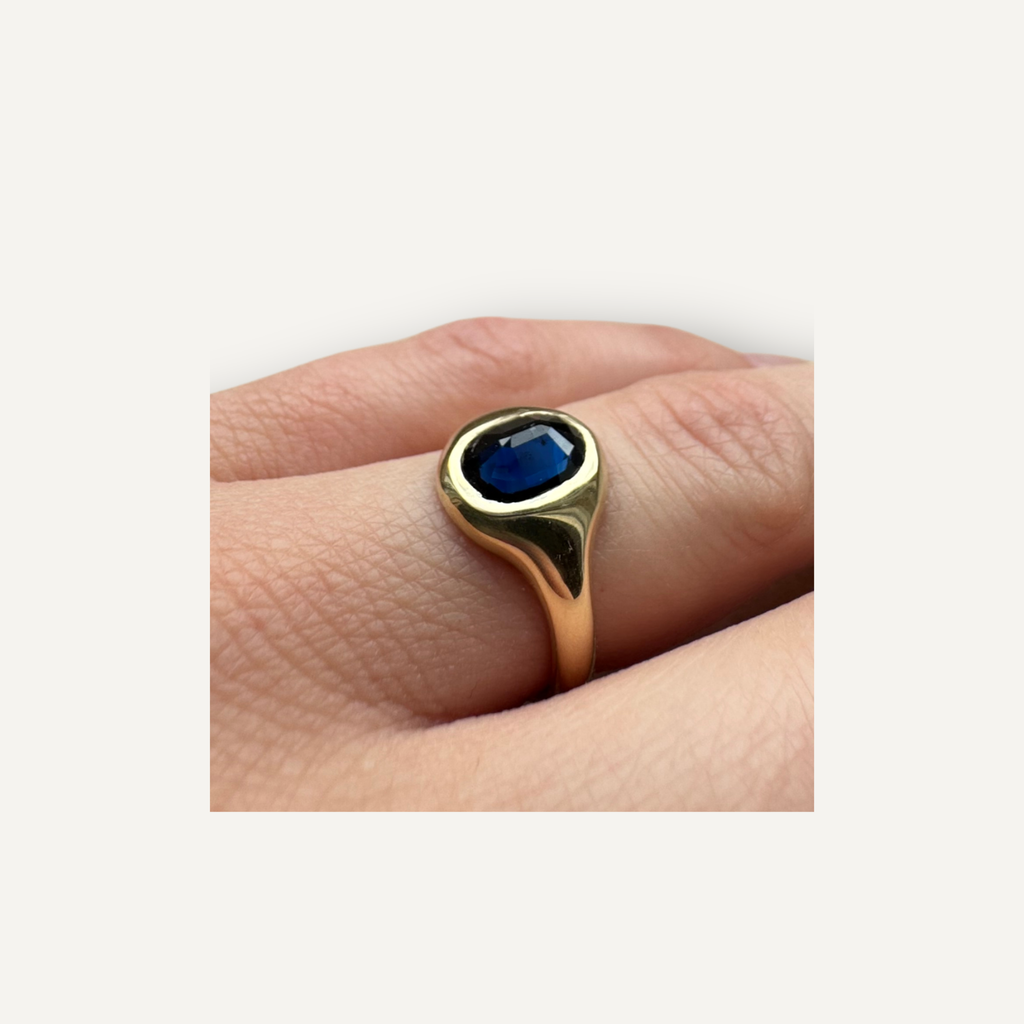 Geel gouden ovale saffierring